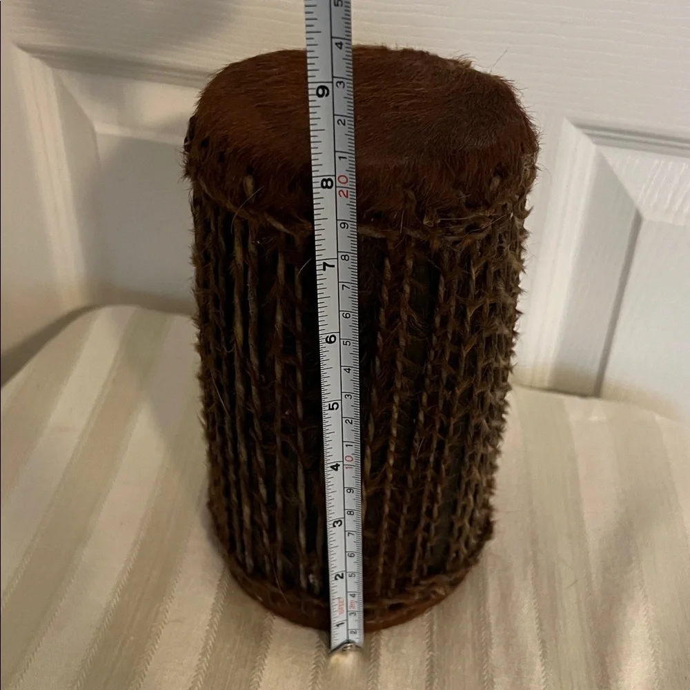 Leather & Fur Brown Drum•Hand Made in South Africa - Picture 5 of 6